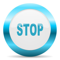 stop blue glossy icon