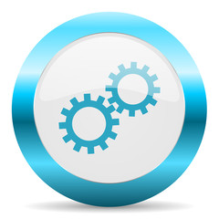 gear blue glossy icon