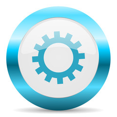 gear blue glossy icon