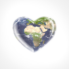 planet earth heart shape