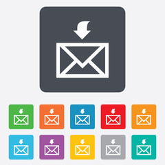 Mail receive icon. Envelope symbol. Get message