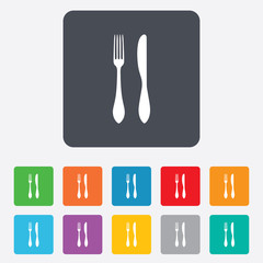 Eat sign icon. Cutlery symbol. Knife and fork.