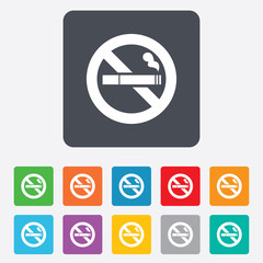 No Smoking sign icon. Cigarette symbol.