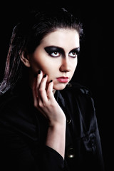 Naklejka premium Model with bright fashion make-up