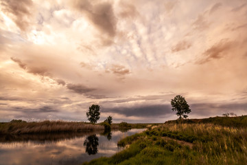 Sunset in the steppe of Kazakhstan