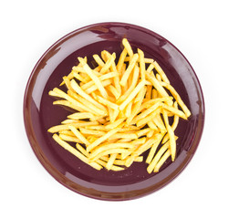 French fries dish isolated white background