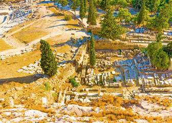 Obraz premium ancient ruins under Acropolis rock in Athens in Greece
