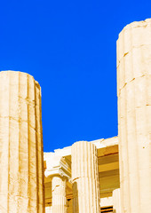 part of Propylaia the entry of Acropolis rock in Athens Greece