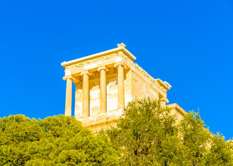 Ancient temple in Propylaia of Acropolis in Athens Greece