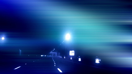 Night driving time lapse blue hue animated overlay mixed media