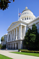 State Capital with flags flying half staff