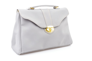 Woman leather bag isolated white background