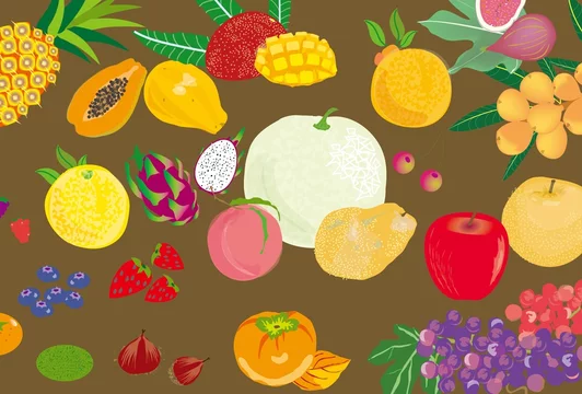 ぶどうや桃 パパイヤやマンゴーのフルーツの壁紙 Stock Illustration Adobe Stock