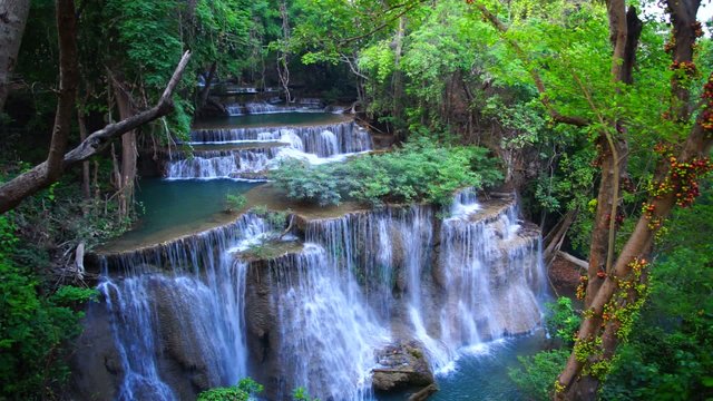 Deep forest Waterfall in Kanchanaburi, Thailand