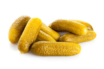 pickled cucumbers. Gherkins on a white background