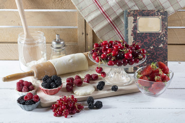 preparation for cake with berries