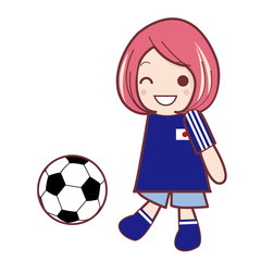 ワールドカップ応援｜ボールを蹴る女の子