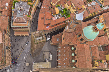 Aerial cityscape view from two towers, city of Bologna © banepetkovic