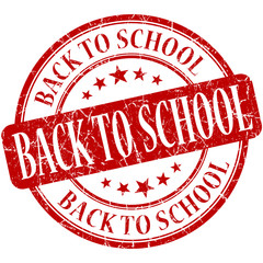 Back to school red round grungy vintage rubber stamp