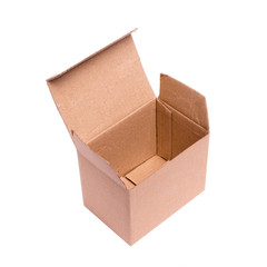 opened cardboard box on a white background