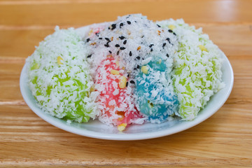 Mung bean rice-crepe, Thai dessert.