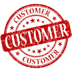 Customer red round grungy vintage rubber stamp