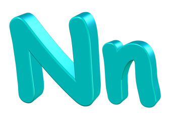 turkuaz renkli n harfi