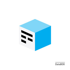 Data stored in box - flat 3d like icon