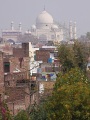 The Taj Mahal seen from an Agra backstreet