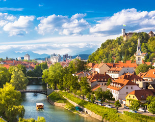 Panorama of Ljubljana, Slovenia, Europe.