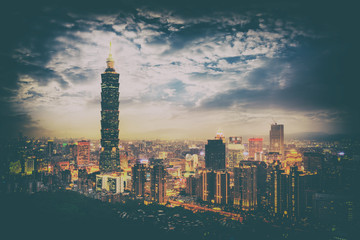 Fototapeta premium Skyline of Xinyi District in Taipei