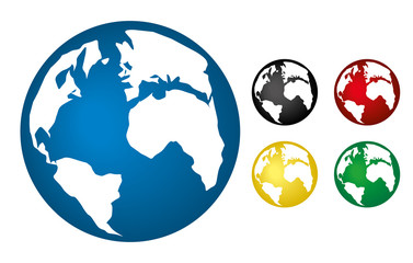 Earth hemisphere drawings with continents