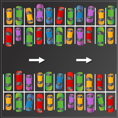 voitures multicolores garées sur un parking