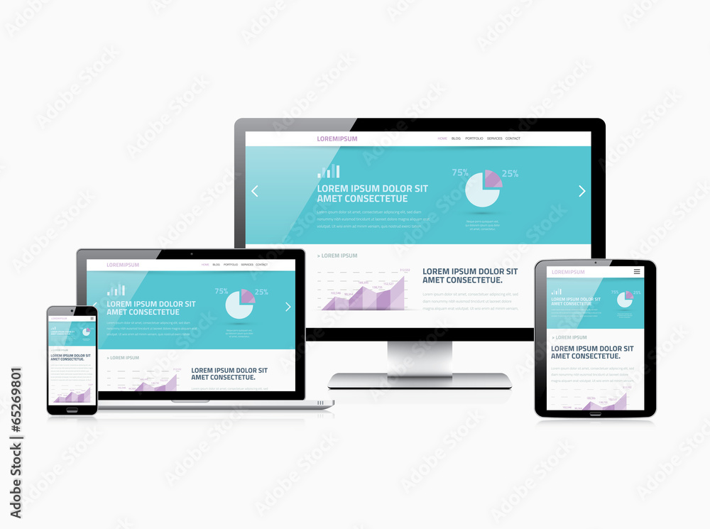 Leinwandbilder scalable responsive web design modern electronic vector devices