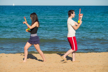 Water gun duel
