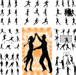 mix people silhouette vector