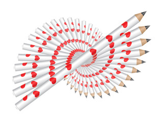 Illustration of love pencils
