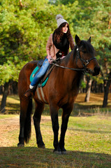 Fototapeta premium woman on horse