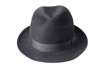 black male felt hat isolated on white background