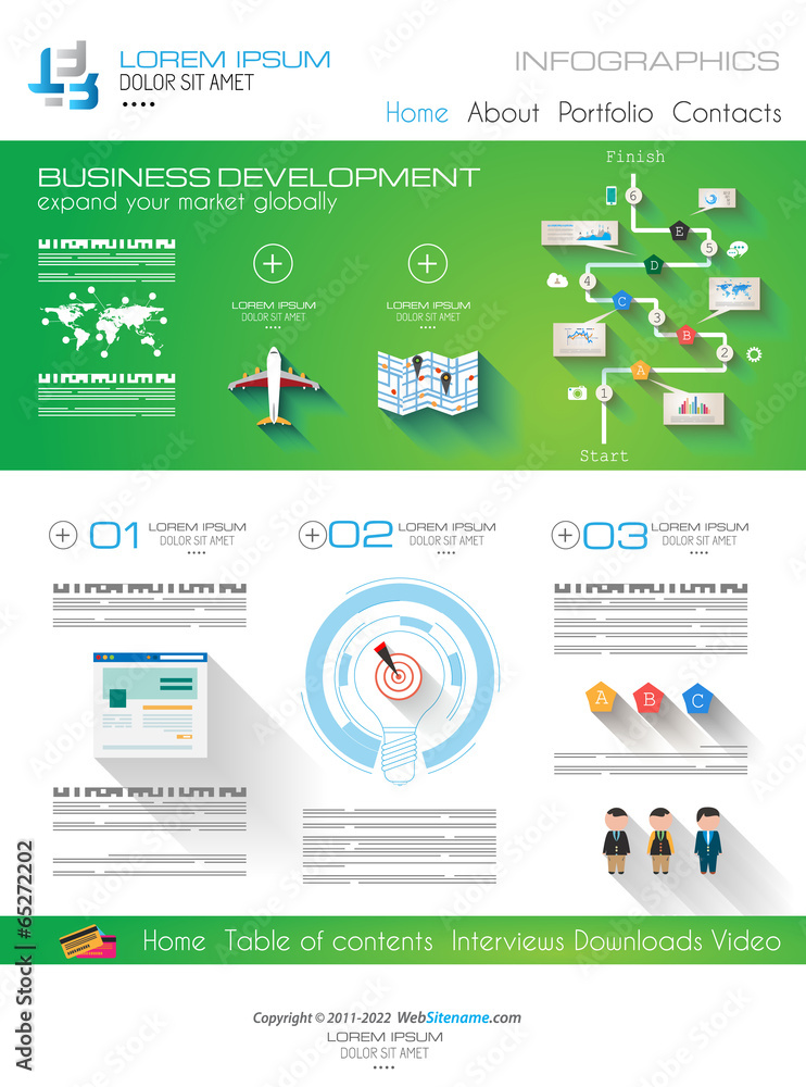 Poster attractive modern web template with flat ui elements