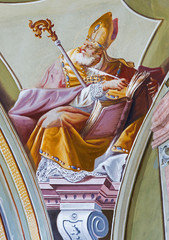 Fresco of saint Ambrosius in Saint Anton palace - Slovakia