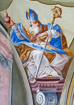 Fresco of saint Augustine in Saint Anton palace - Slovakia