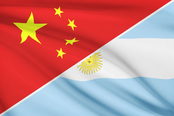 Series of ruffled flags. China and Argentine Republic[.