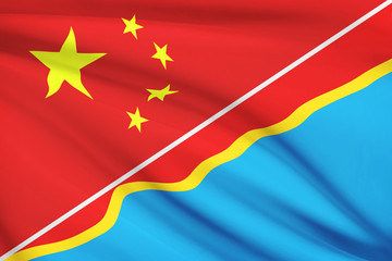 Series of ruffled flags. China and Republic of the Congo.