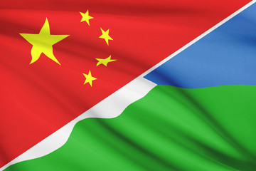 Series of ruffled flags. China and Republic of Djibouti.