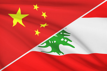 Series of ruffled flags. China and Republic of Lebanon.