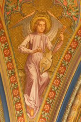 Fototapeta na wymiar Vienna .- Fresco of angel with the music instrument