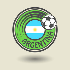 Stamp or label with word Argentina, football theme