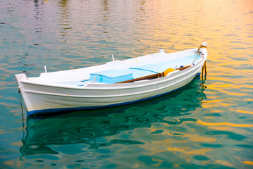 Beautiful small fishing boat in Nafplio town in Greece