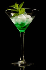 Cocktail with mint and ice